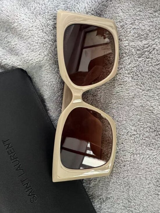 Saint Laurent Cream Square-Frame Sunglasses main image 4